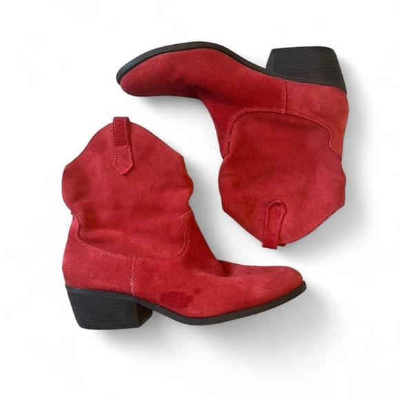 Red western Suede Ankle Boots - Picture 2 of 7